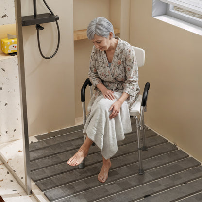 HOMCOM Shower Chair with Arms and Back, Height Adjustable Bath Bench, Non-Slip Shower Stool for Inside Tub, Aluminum Bathroom Bench for Elderly, Senior, Disabled, Handicap, White