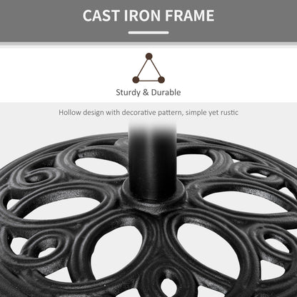Outsunny 11.5 kg Cast Metal Round Patio Umbrella Base Stand, Umbrella Holder for Outdoor, Patio, Garden, Black