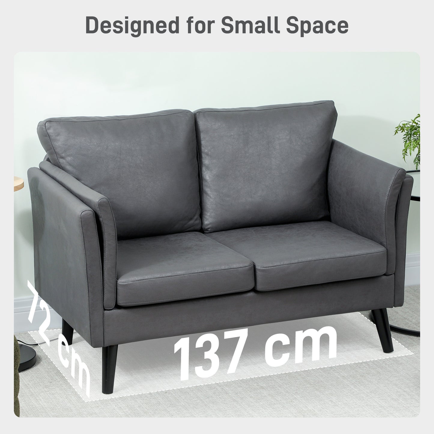 HOMCOM Two-Seater Leathaire Sofa - Grey