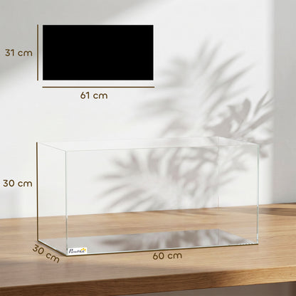 PawHut Fish Tank Bare Glass for DIY Glass Aquarium with Protective Base Mat 51L Transparent for Fish Shrimps
