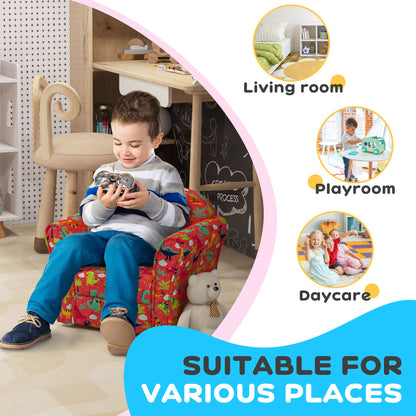 AIYAPLAY Kids Armchair with Dinosaur Design, Wooden Frame, for Bedroom, Playroom, Kids Room - Red--ChewyGames-ChewyGames