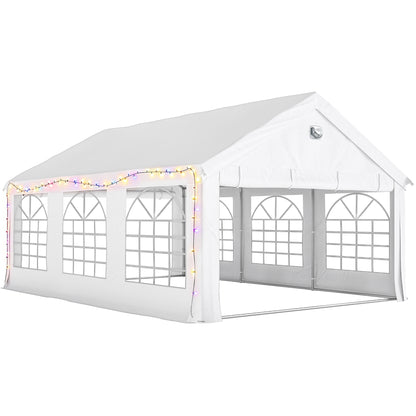 Outsunny 6 x 4 m Party Tent, Heavy Duty Gazebo Canopy with Windows, Outdoor Party Wedding Tent with 4 Removable Sidewalls