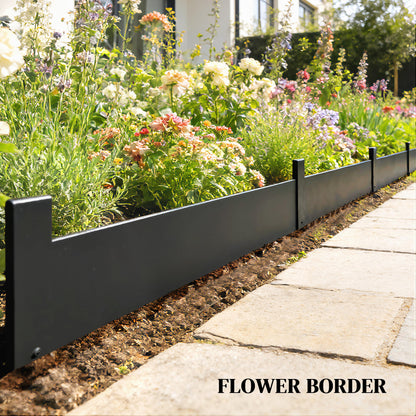 Outsunny 5pcs Garden Fence, Metal Picket Fence Panels, 102x20cm, Black