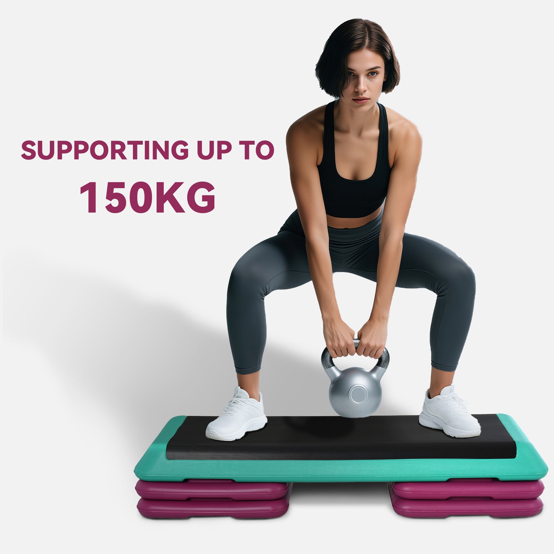 HOMCOM 3-Level Aerobic Step 10/15/20cm Steppers for Exercise Workout w/ Non-Slip Top Compact Stepper Home Office Indoor Outdoor Fitness Equipment--ChewyGames-ChewyGames