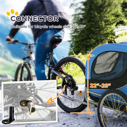 PawHut Steel Dog Bike Trailer Pet Cart Carrier for Bicycle Kit Weather Resistant w/ Hitch Coupler Travel Black and Blue