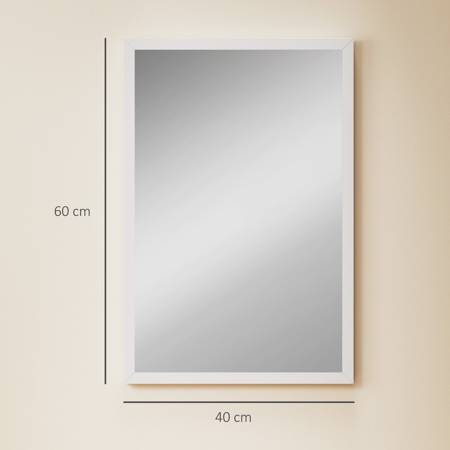 HOMCOM Wall Bathroom Mirror, 60 x 40 cm Wall-Mounted Mirror for Living Room, Bedroom, Hallway, White