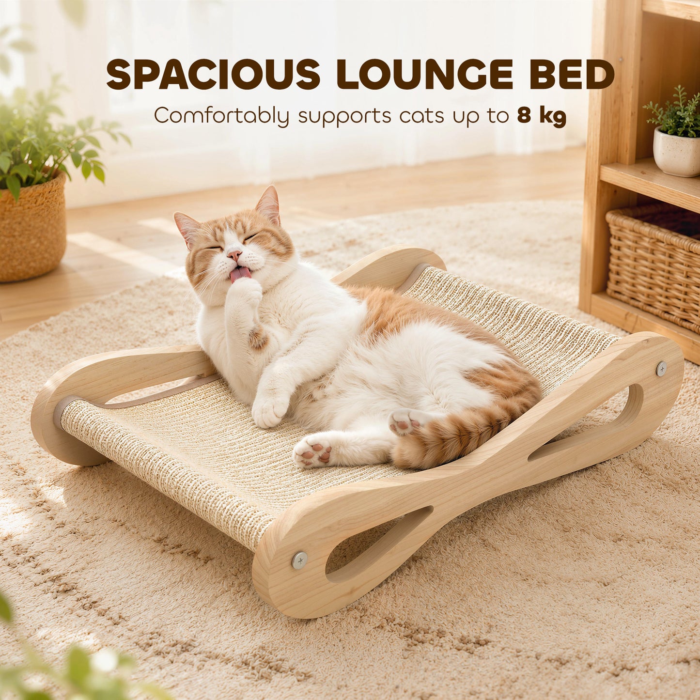 PawHut 2 in 1 Sisal Cat Scratcher Bed Cat Scratching Board and Lounger 60 x 35 x 13 cm Cream White