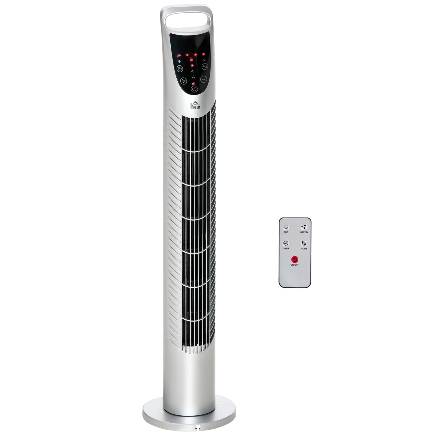 HOMCOM 31 Inch Bladeless Oscillating Tower Fan with 70° Oscillation, Remote Control, 7.5H Timer, 3 Speed 3 Modes, Electric Floor Standing Cooling Fan for Home Bedroom Office, Silver--ChewyGames-ChewyGames