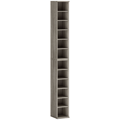 HOMCOM Set of 2 CD Media Display Shelf Unit Tower Rack with Adjustable Shelves, Mocha Wood Effect