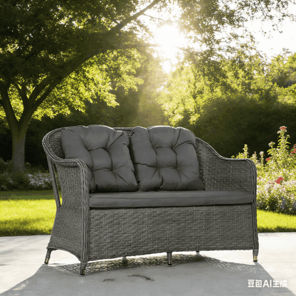 Outsunny Four-Piece Rattan Sofa Set, with Glass-Top Table - Light Grey