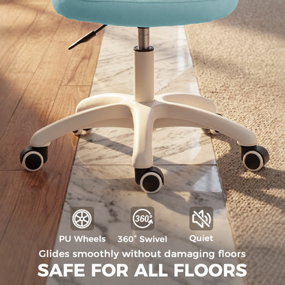 HOMCOM Office Chair, Armless Computer Desk Chair with Breathable Mesh, Adjustable Height, Swivel Wheels, Light Blue