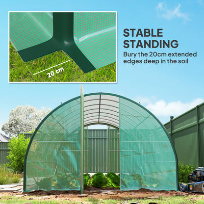Outsunny Polyethylene Upgraded Structure Walk-in Polytunnel Greenhouse, 6 x 3 m, Green