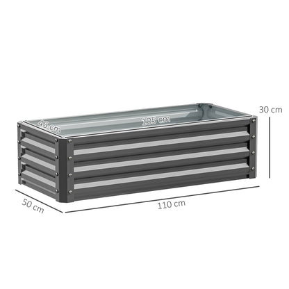Outsunny Set of Two 110 x 50cm Steel Planter Boxes -  Light Grey