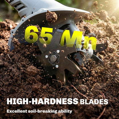 Outsunny Cordless Tiller, 18V Electric Garden Rotavator with 2 x 4000mAh Batteries, Charger, 20cm Tilling Width & 18cm Depth
