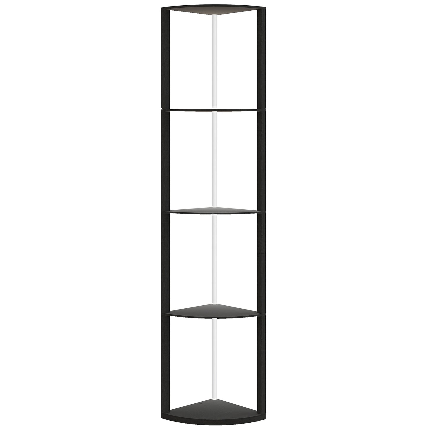HOMCOM RGB LED Floor Lamp with Shelves, 4-Tier Dimmable Standing Lamp with Remote Control, Black