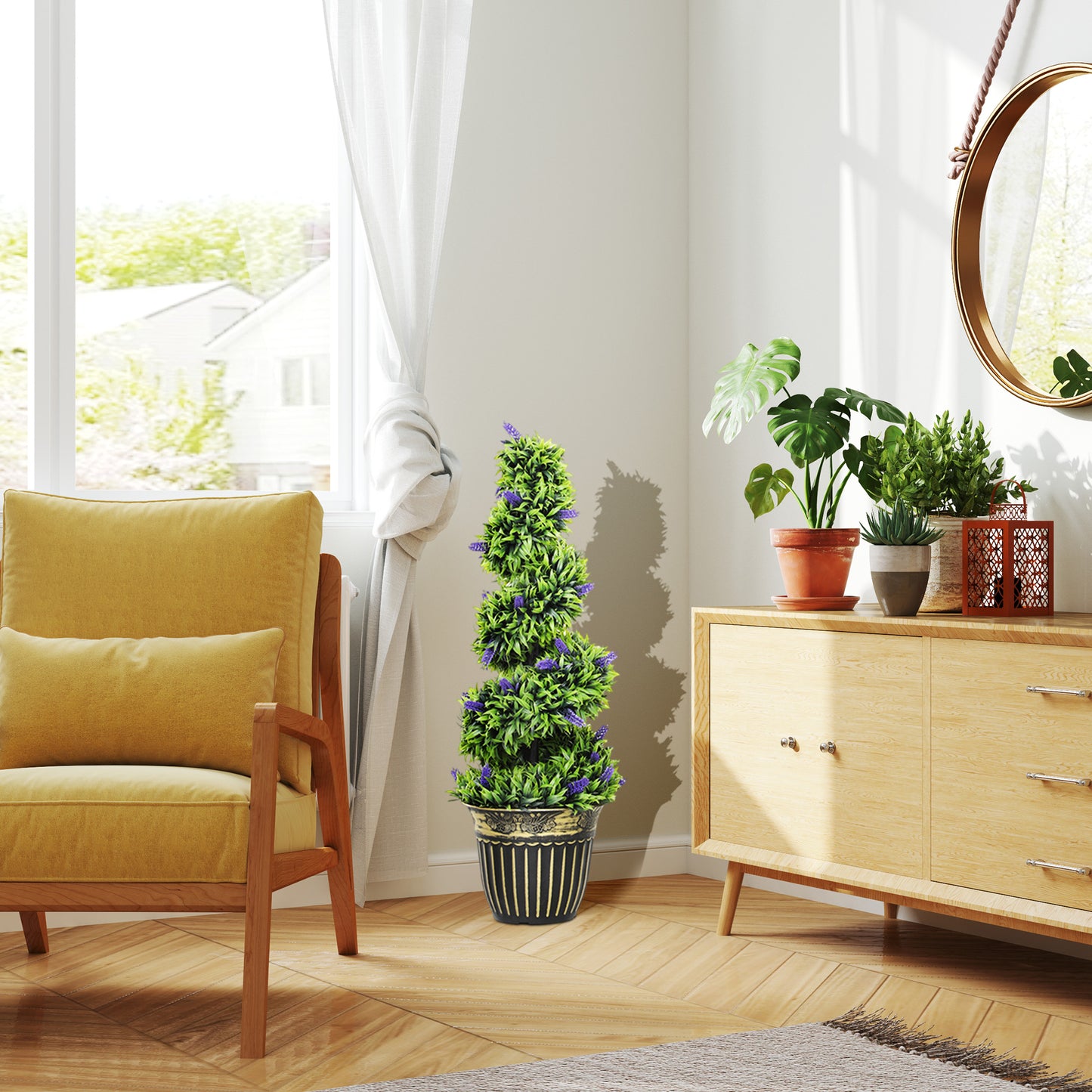 HOMCOM Set of Two 90cm Artificial Lavender Trees