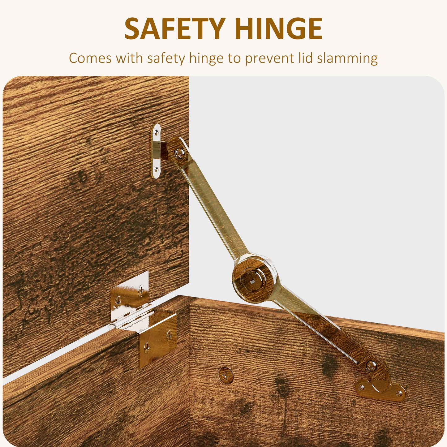 Storage Chest With Lid, 113L Storage Box Rustic Bown