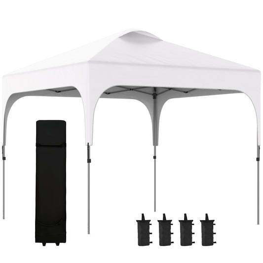 Outsunny 3 x 3(M) Pop Up Gazebo, UPF 50+ Foldable Canopy Tent with Wheeled Carrybag, 4 Leg Weight Bags, Height Adjustable Marquee Shelter 1 person easy setup for Outdoor Garden Patio Party, White--ChewyGames-ChewyGames
