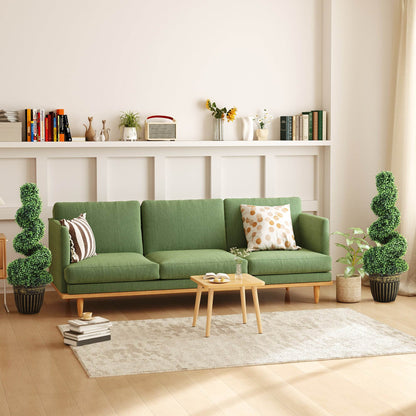 HOMCOM Set of 2 Artificial Plants, Topiary Spiral Boxwood Trees with Pot, for Home Indoor Outdoor Decor, 90cm