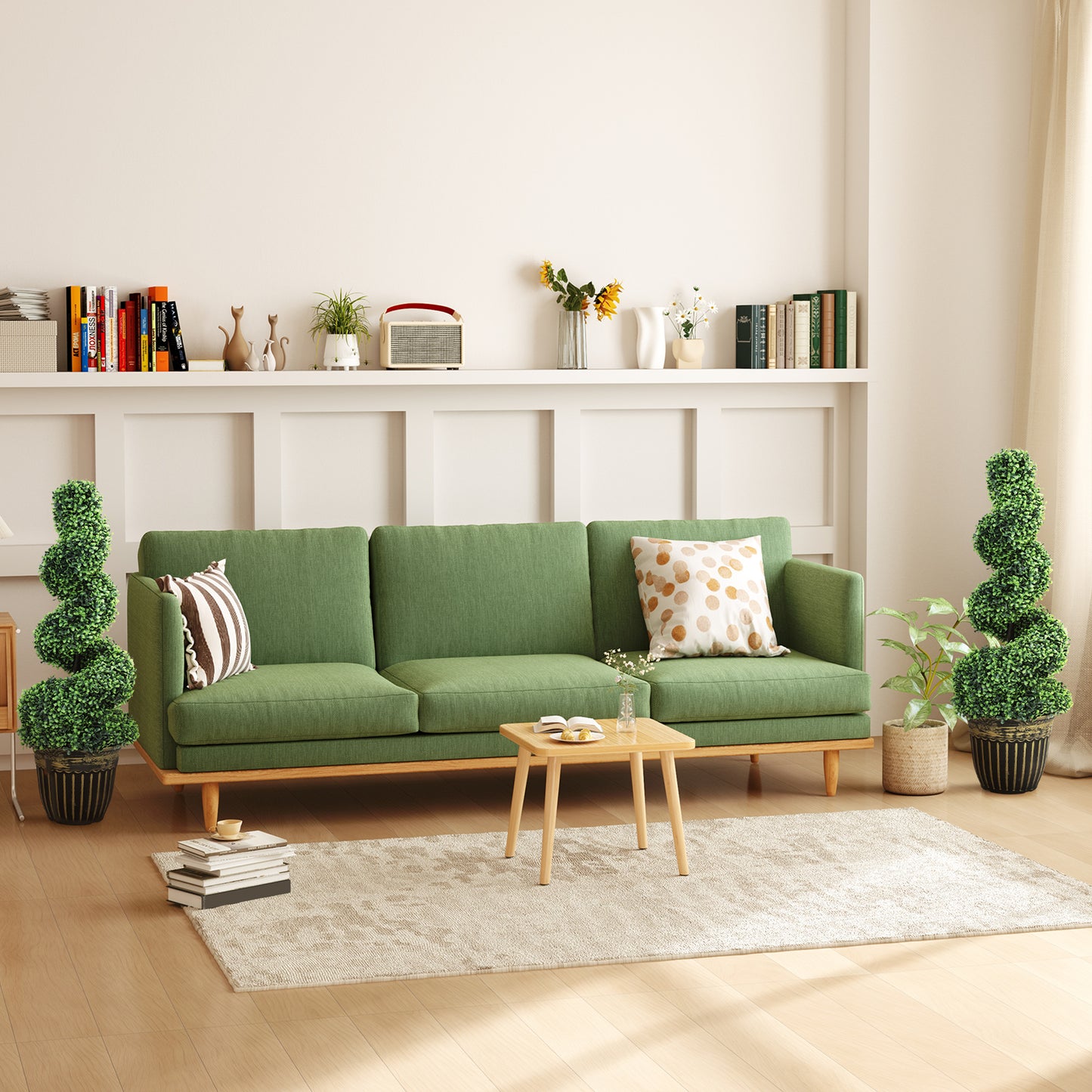 HOMCOM Set of 2 Artificial Plants, Topiary Spiral Boxwood Trees with Pot, for Home Indoor Outdoor Decor, 90cm