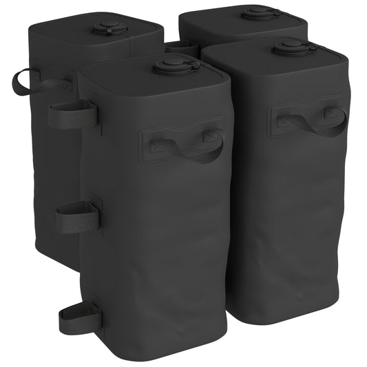 Outsunny Set of 4 Heavy Duty Gazebo Weights Bags, 500D Sand Weights with Carry Handles for Garden Marquee, Parasol, Black