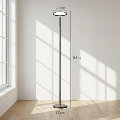 HOMCOM Uplighter Floor Lamp with Tuya App and Music Sync, Standing Lamp with Adjustable Head for Living Room Bedroom, Black