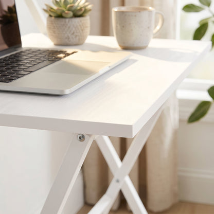 HOMCOM 70 cm Folding Computer Desk with Monitor Shelf - White