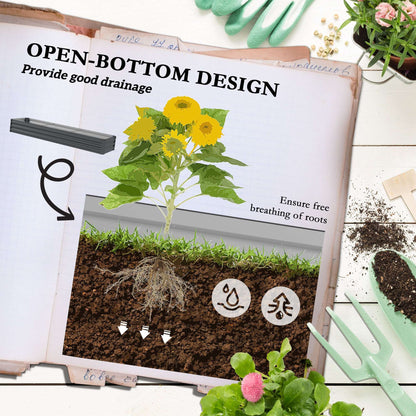 Outsunny 60 x 240cm Galvanised Steel Planter, with Open Bottom, Pack of 2