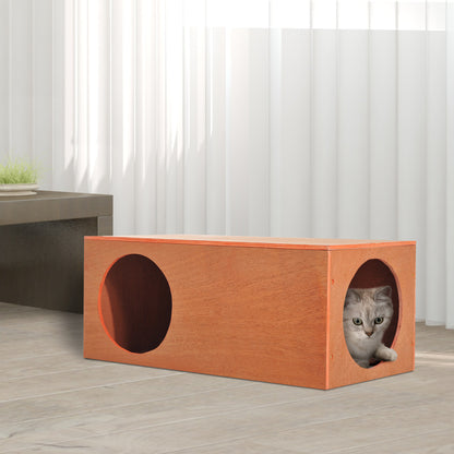 PawHut Outdoor Rabbit Hideaway Shelter Indoor Cat Tunnel Garden Kitty Box House Pet Home Run Play Cage Waterproof 60Lx30Wx25H(cm)