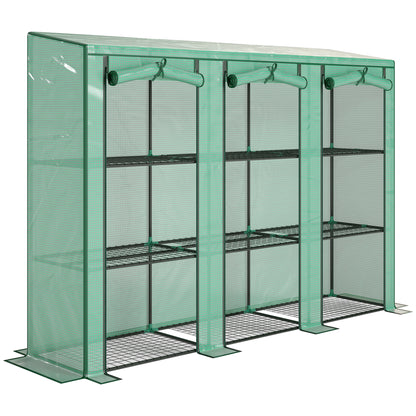 Outsunny 46 x 215cm Nine-Shelf Greenhouse - Green