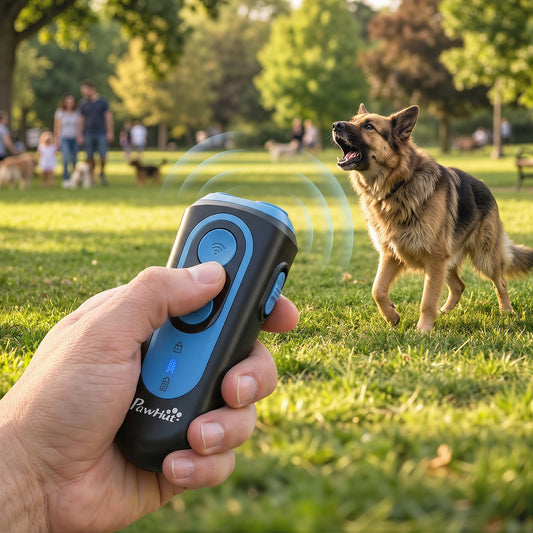 PawHut Anti Barking Device for Dogs, Ultrasonic Stop Dog Barking Device with 5 Modes & Vibration, LED Flashlight