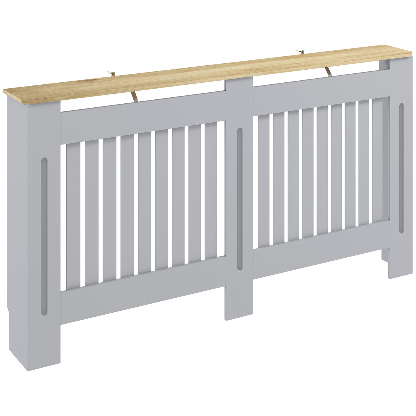 HOMCOM Slatted Radiator Cover, Painted Cabinet with Line Grill Design, 152L × 19W × 81H cm, Grey