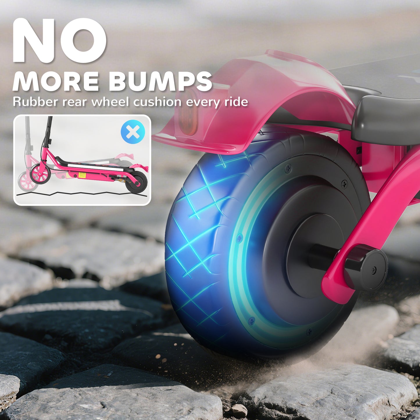 AIYAPLAY Electric Scooter for Kids Aged 6-14 Years, with Colourful Lights, Pink