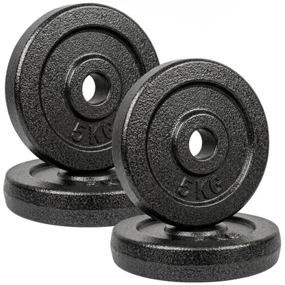 SPORTNOW Weight Plates Set, 1"/2.5cm Weight Disc Pair, 4 x 5kg Metal Dumbbell/Barbell Plates for Home Gym