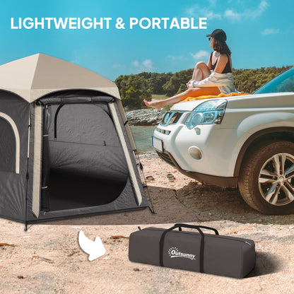Outsunny Instant Pop Up Camping Tent, 2/3/4 Person Easy Setup Dome Family Tent with Vestibule, Rainfly, 4 Mesh Windows & 2 Doors, Hexagonal Design, Waterproof & UV Protected, Dark Grey