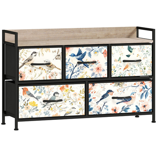 HOMCOM 5-Drawer Chest of Drawers - White