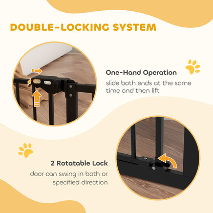 PawHut Adjustable Safety Gate w/ Two Extensions, Four Adjustable Screws, Black