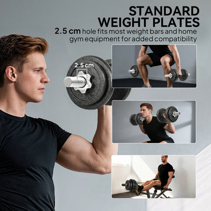 SPORTNOW 2-in-1 Adjustable Dumbbells Set, 20kg Cast Iron Weights Dumbbells Set with Non-Slip Grip for Strength Training, Weight Lifting, Bodybuilding, Home Gym Workout Equipment for Men & Women