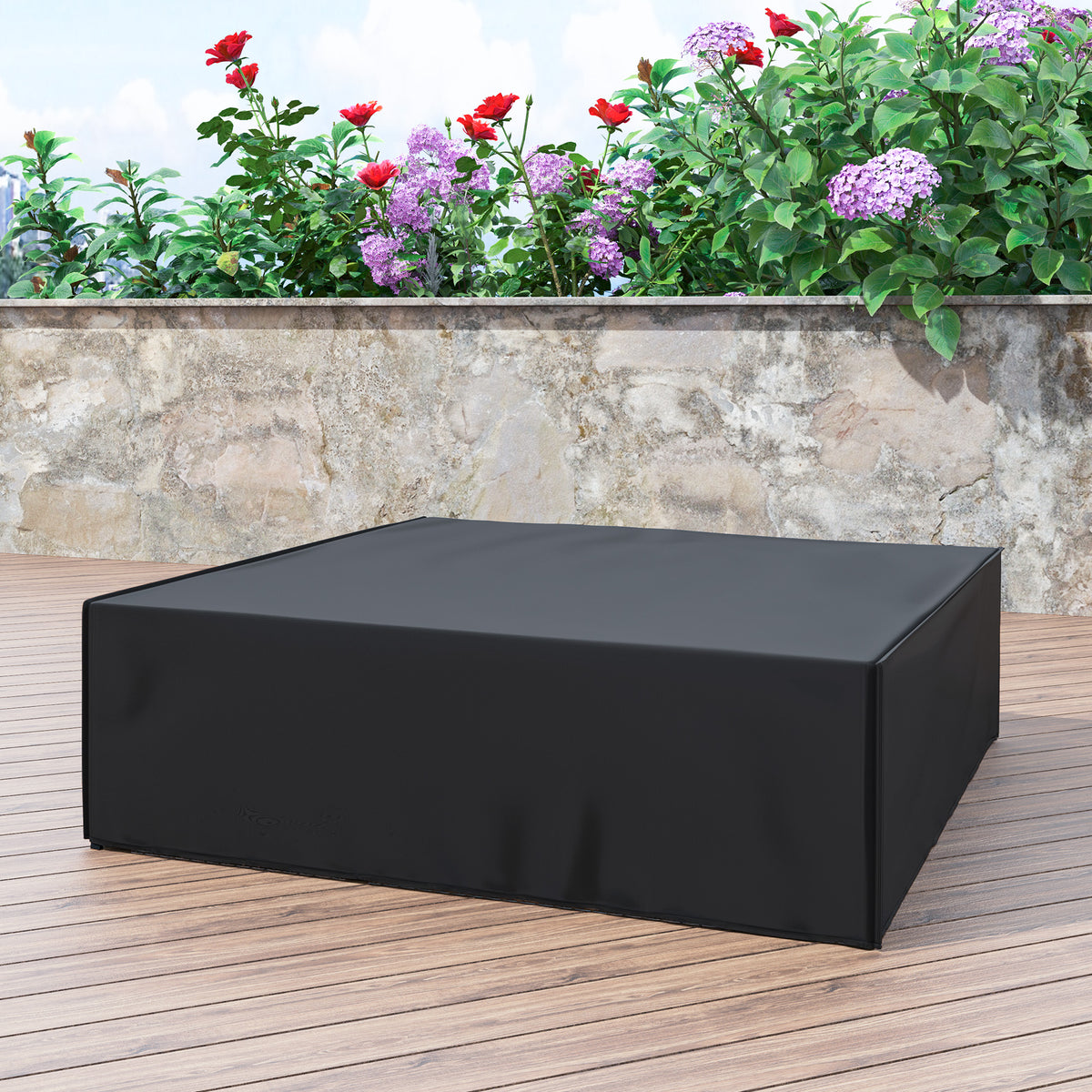 Outsunny Large Patio Garden Furniture Set Cover 600D Oxford Square Waterproof, 230 x 230 x 70 cm, Black