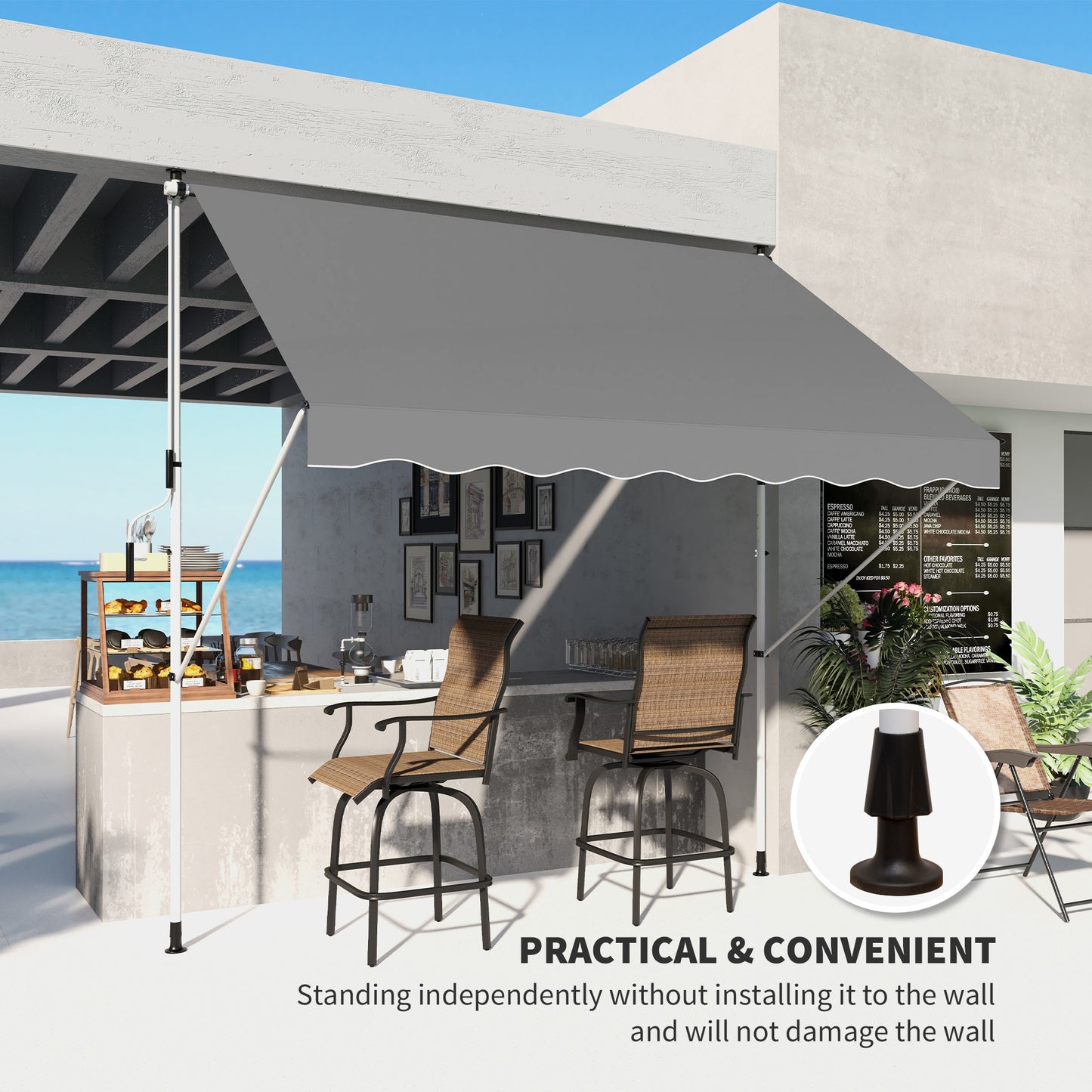Outsunny 3x1.5m  Adjustable Outdoor Aluminium Frame Awning Grey
