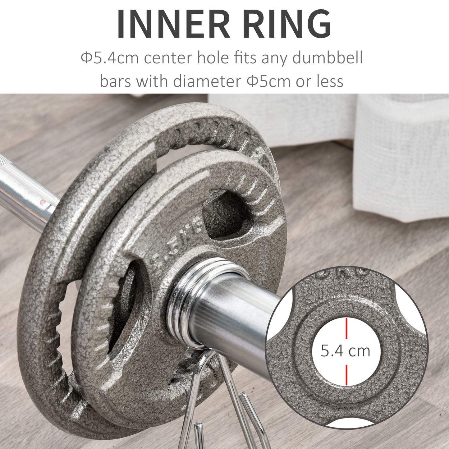 HOMCOM Set of 4 Cast Iron Weight Plate for 2 inch/5cm hole Dumbbell Handle Bar 15kg Dumbbell Plates Barbell Weight 2 x 5kg, 2 x 2.5kg