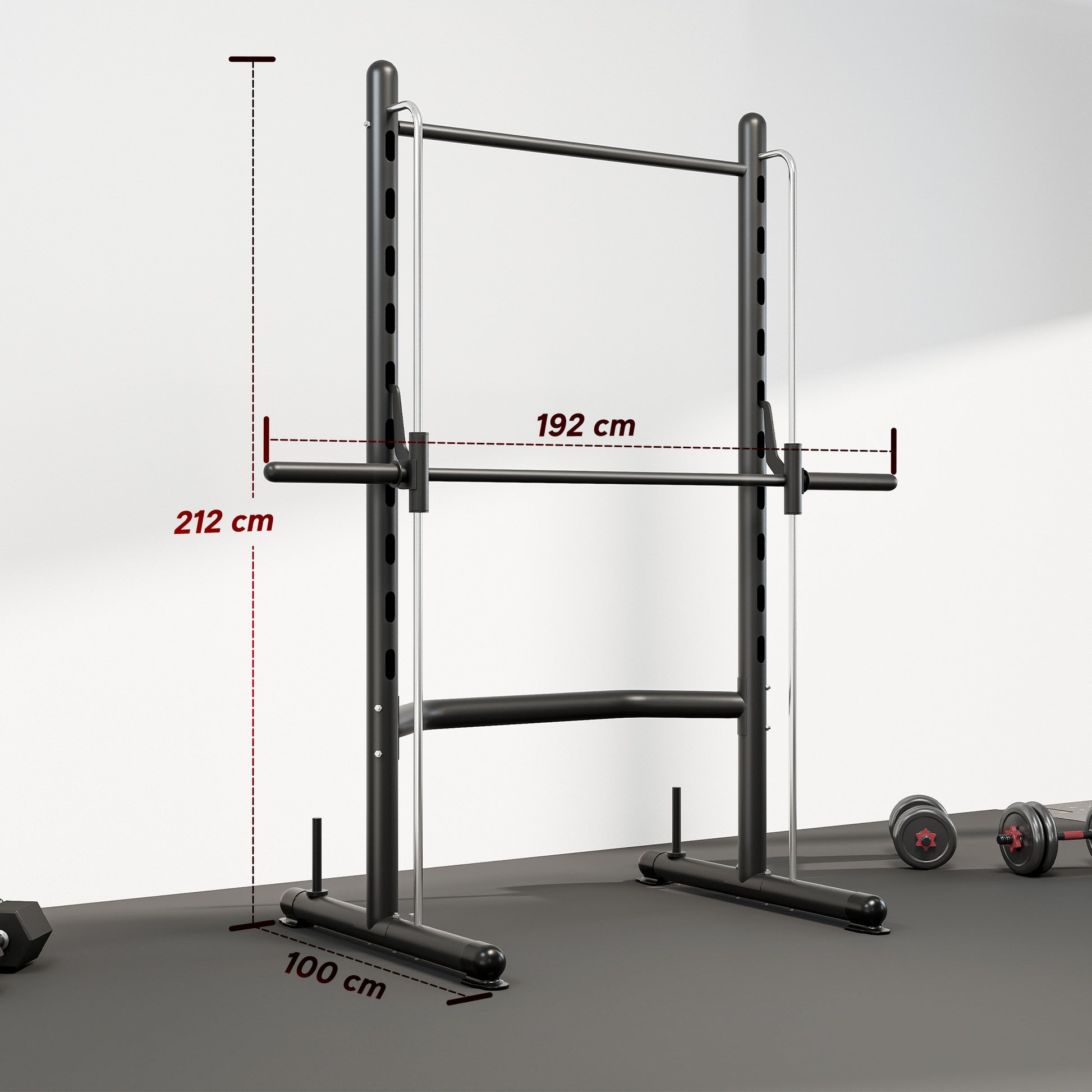 HOMCOM Adjustable Squat Rack, with Pull Up Bar, Barbell Bar for Home Gym--ChewyGames-ChewyGames