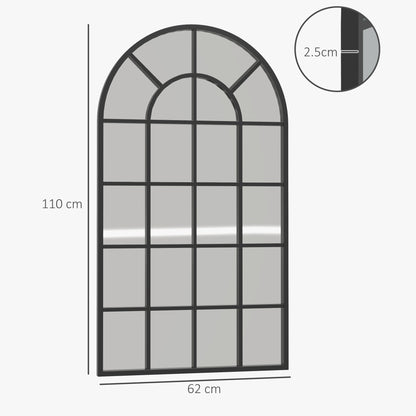 HOMCOM 110 x 65 cm Arched Decorative Wall Mirror for Bedroom Living Room, Modern Window Bathroom Mirror for Home Decor
