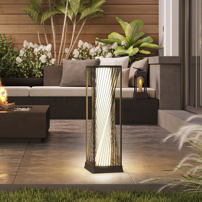 Outsunny Garden Rattan Lamp, 77 cm Tall Solar Rattan Floor Lamp, Solar Garden Light with Auto On/Off LED Lights, IP44 Waterproof for Outdoor, Porch, Pathway, Terrace, Grey