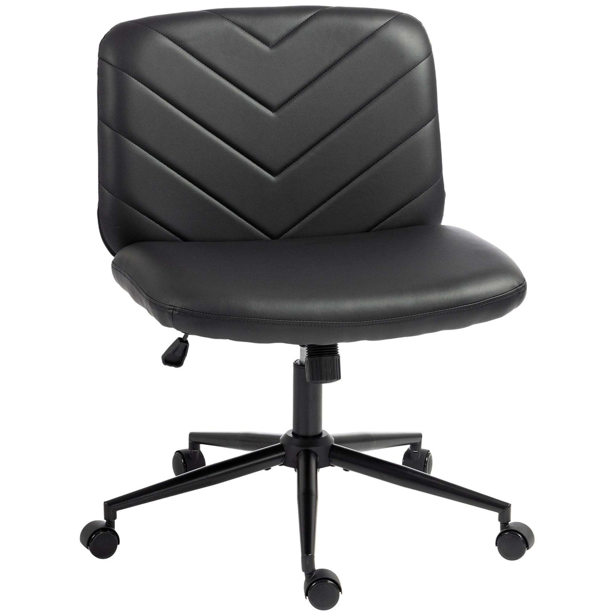 HOMCOM Home Office Desk Chair Height Adjustable Swivel Chair Cross Legged Wide Seat Swivel Wheels Black