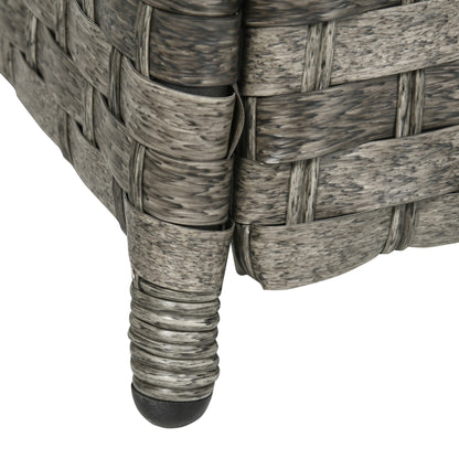 Outsunny All-Season Fire Pit Patio Furniture Set Wicker Sofa Set With 50000 Btu Fire Table For Outdoor Gatherings - Grey