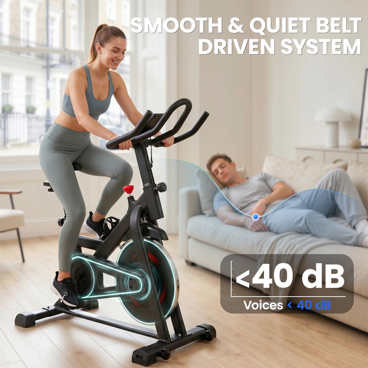SPORTNOW Exercise Bike, Indoor Stationary Bike with Smart APP, 0-100% Magnetic Resistance, Adjustable Seat & Handlebars