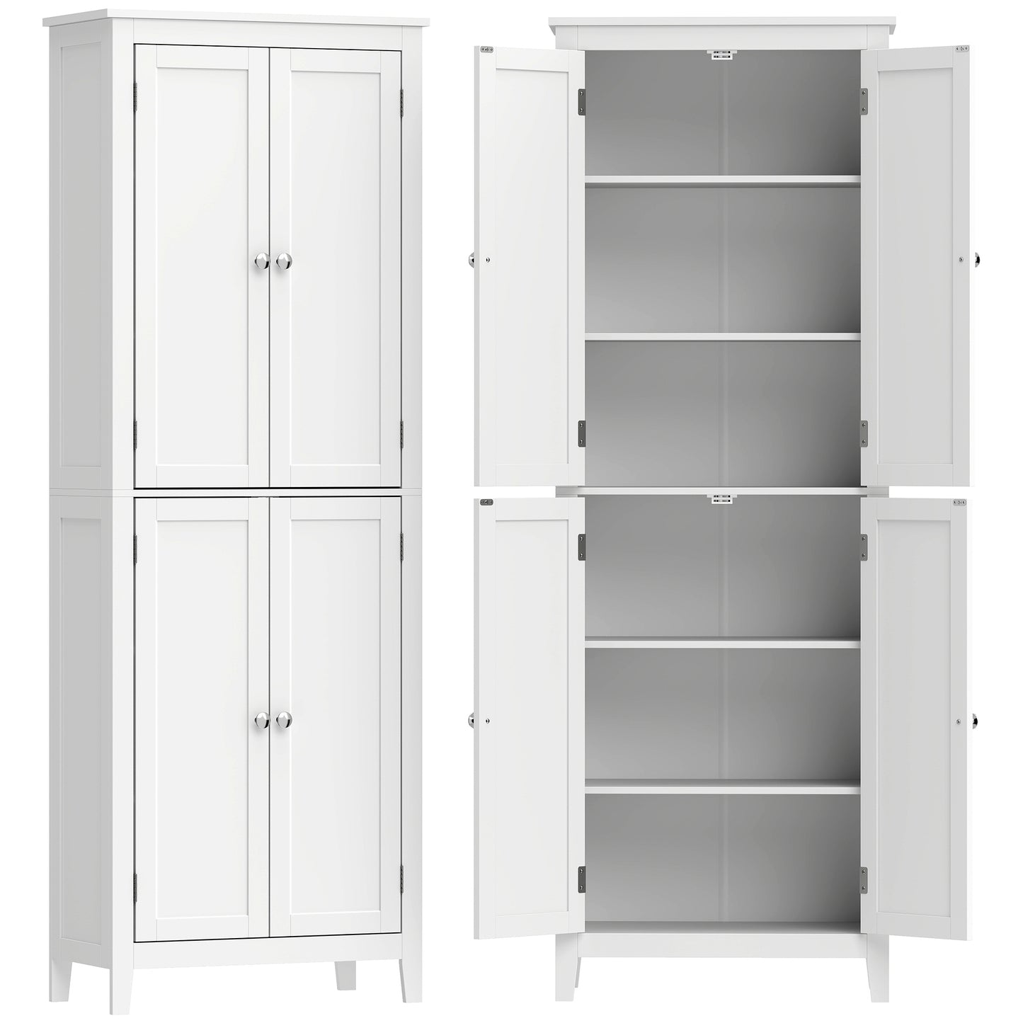 HOMCOM 170 cm Tall Bathroom Storage Cabinet, Freestanding Narrow Bathroom Cabinet with Adjustable Shelves for Laundry Room