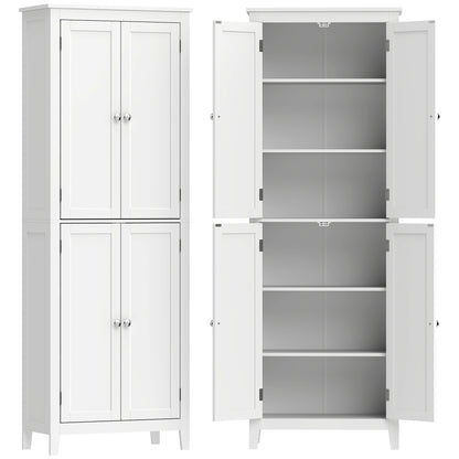 HOMCOM 170 cm Tall Bathroom Storage Cabinet, Freestanding Narrow Bathroom Cabinet with Adjustable Shelves for Laundry Room