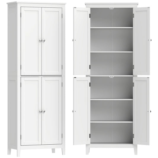 HOMCOM 170 cm Tall Bathroom Storage Cabinet, Freestanding Narrow Bathroom Cabinet with Adjustable Shelves for Laundry Room